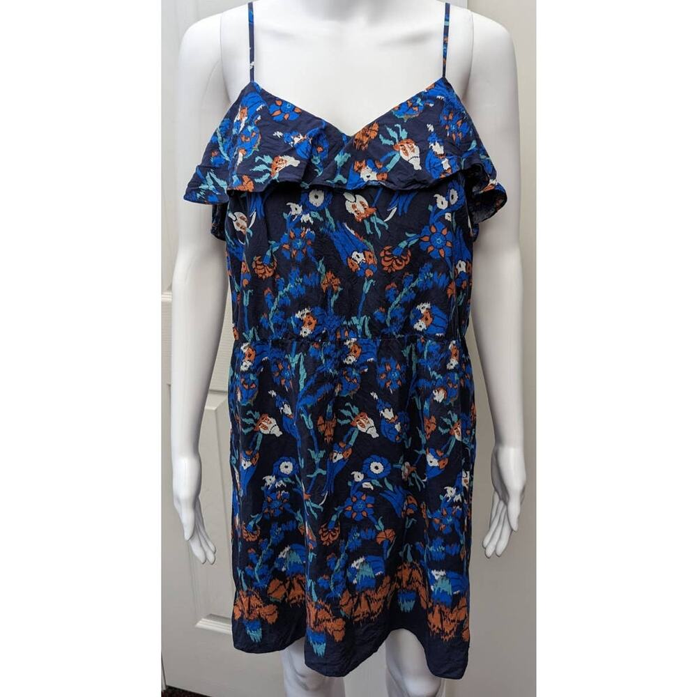 Tibi Dress Size 10 Silk Floral Ruffle Top Romcomcore Dinner Date Night Party